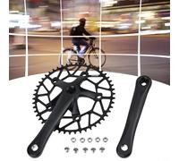 babominimer Guarnitura cava ultraleggera 130BCD in lega di alluminio 170 mm pedivella con corona a velocità singola stretta 50-58T, compatibile con 9/10/11 velocità Road (pedivella nera + 50T)