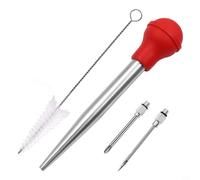 babominimer Iniettore per marinata per barbecue, in acciaio inox, per carne di tacchino, pollo, manzo, maiale, agnello, anatra, anatra, in silicone, per condimenti profondi e uniformi (A)