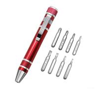 babominimer Kit di cacciaviti con 8 punte, strumento manuale multifunzione a penna per piccoli lavori di riparazione, compatibile con viti e bulloni comuni (rosso)