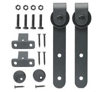 babominimer Kit hardware per porta scorrevole super mini per armadio con rullo binario e guida per pavimento, acciaio al carbonio verniciato a polvere nera, supporta 31,8 kg