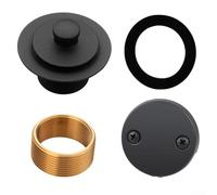 babominimer Kit tappo di scarico per vasca da bagno con copertura a 2 fori con componenti in lega di zinco e ottone per compatibilità con gomiti standard e facile installazione (nero)