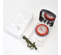 babominimer Luminoso impermeabile escursionismo con specchio, luce LED, gradiometro, scala mappa, lente d'ingrandimento, regolazione della declinazione magnetica per orienteering, campeggio, (nero