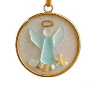 babominimer Ornamento natalizio realizzato a mano in vetro costiero con conchiglie e stelle marine, scena di nascita di Gesù, decorazione per albero di Natale, in acrilico blu, 8 cm (A)