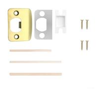 babominimer Piastra per serratura della porta con distanziatore, kit di riparazione per chiavistello di tipo D, compatibile con modelli di angoli rotondi, in acciaio inossidabile, argento, nero (oro)