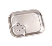 babominimer Piatto piano in acciaio inossidabile 304, 25 x 19 cm, infrangibile, con bordi arrotondati, per bambini e adulti, lavabile in lavastoviglie, riutilizzabile, in metallo per servire alimenti