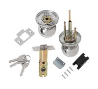 babominimer Pomello rotondo in acciaio inox spazzolato, set con chiave e chiavistello regolabile 60/70 mm, per porte di ingresso o di passaggio interne ed esterne 25-45 mm