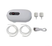 babominimer Pompa aeratore ricaricabile per esche vive ossigenatore per serbatoio di pesca con batteria da 1500 mAh e ricarica USB per acquari e pesca da 15-35 litri (tubo doppio)