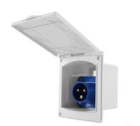 babominimer Presa di alimentazione esterna impermeabile IP44, 16 A, 220-250 V, ingresso di collegamento per camper, roulotte, alloggiamento in plastica resistente con copertura protettiva per (bianco)