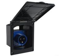 babominimer Presa di alimentazione esterna impermeabile IP44, 16 A, 220-250 V, ingresso di collegamento per camper, roulotte, alloggiamento in plastica resistente con copertura protettiva per (nero)