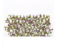 babominimer Recinzione a traliccio espandibile in legno con fiori artificiali di rose e foglie verdi, schermo telescopico per la privacy del giardino, per balcone, cortile, parete o decorazione della