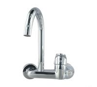 babominimer Rubinetto miscelatore da parete in ottone cromato per lavello da cucina, con maniglia singola, controllo dell'acqua calda e fredda, design salvaspazio per cucina, balcone, zona lavaggio o