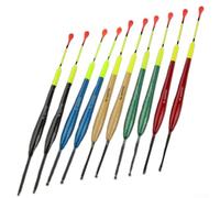 babominimer Set di 10 galleggianti da pesca, 22,5 cm, in legno di abete bal, con rivestimento impermeabile verniciato e punte visibili, tappi per lenza a zattera