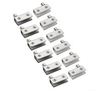 babominimer Set di 12 cerniere in acciaio inox per porte in vetro con viti regolabili e cuscinetti antiscivolo per ante di armadi da 5-7 mm, colore argento