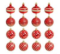 babominimer Set di 16 palline glitterate bianche e dorate per albero di Natale, in confezione regalo, per decorazioni natalizie per la casa e esposizione stagionale (XM0016S - bianco)