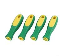 babominimer Set di 4 maniglie in gomma per lime, 110 mm, impugnatura ergonomica, per lime in metallo, raspe per legno, motoseghe, mulini e martelli, con foro rotondo e rettangolare, giallo e (foro