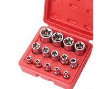 babominimer Set di bussole E femmina per punte Torx con attacco da 1/4, 3/8, 1/2 pollici E4-E24, struttura in acciaio al cromo vanadio per riparazioni automobilistiche, bussole forgiate a goccia