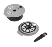 babominimer Set di capsule di caffè riutilizzabili con coperchio in silicone compatibile con macchina Tassimo, con cucchiaio, spazzola e tazza filtro da caffè (B)