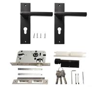 babominimer Set di maniglie per porta a mortasa nera, con chiavi per porte in legno della camera da letto, meccanismo di chiusura silenzioso, installazione reversibile a sinistra e destra, telaio da