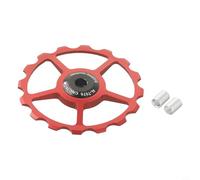 babominimer Set di pulegge per deragliatore posteriore in lega di alluminio con cuscinetti in ceramica, 11T-17T, ruote guida impermeabili, antipolvere, per strada e montagna, 4 mm, 5 mm (rosso 16T)