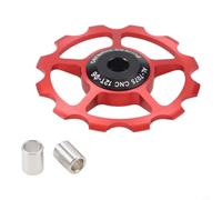 babominimer Set di pulegge per deragliatore posteriore in lega di alluminio con cuscinetti in ceramica, 11T-17T, ruote guida impermeabili, antipolvere, per strada e montagna, 4 mm, 5 mm (rosso 12T)
