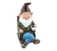 babominimer Statua da giardino in resina, statuetta nana a dondolo per esterni o decorazione per interni, 10,5 x 7 x 15 cm, design resistente alle intemperie con stravagante