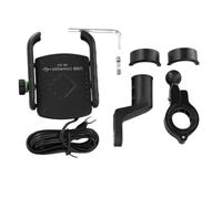 babominimer Supporto per manubrio moto con ricarica rapida USB-C e caricabatterie wireless 15 W+18 W per telefono da 3,5 a 6,5 pollici, compatibile con veicoli 12-24 V, nero