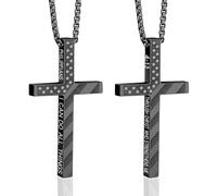 BABORI Collana con croce da uomo, gioielli religiosi cristiani, regalo per uomo, compleanno, laurea, Natale, battesimo, cresima, comunione, catena in acciaio inossidabile, regalo 55,8 + 5,1 cm
