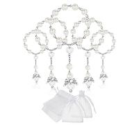BABOS 30 pz rosario per battesimo in acrilico mini rosario angelo con sacchetti in organza per la prima comunione battesimo bomboniere, Acrilico Metallo