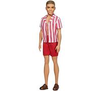 Babrie Bambola Ken 60° Anniversario, Look da Spiaggia con Costume da Bagno e Sandali,Giocattolo per Bambini 3+Anni,GRB42
