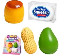 Babuman 4 Pezzi Crunchy Squishy Set, Realistico Asmr e carino Arachidi Mango Budino Sapone Stress Ball, Slow Rising Pallina sensoriale croccante e dalla consistenza ideale come bomboniera per feste