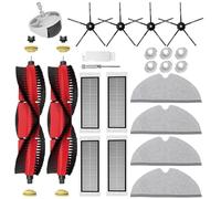BaBuzom Accessori Ricambio per Xiaomi Roborock S5 Max S6 MaxV S6 Pure S6 Max S50 S51 S55 S5 S60 S65 S6, 2 Spazzola Principale, 4 Spazzole Laterali, 4 Filtri, 4 Panni, 1 Ruota, 6 Filtro dell'acqua