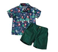 Baby 50 Ragazzo Inverno Bambino Natale a maniche corte Santa Prints T Shirt Top Pantaloncini Bambino Gentleman Abbigliamento Nuovo Regalo Nato, verde, 12-18 Monate