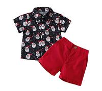 Baby 50 Ragazzo Inverno Bambino Natale a maniche corte Santa Prints T Shirt Top Pantaloncini Bambino Gentleman Abbigliamento Nuovo Regalo Nato, Colore: rosso, 2-3 Jahre
