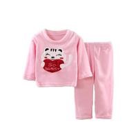 Baby 56 - Pigiama da bambino, a maniche lunghe, in pile, ispessito, per la casa, per ragazzi, ragazze, grandi e caldi, set di abbigliamento estivo per ragazze, Colore: rosa., 6-12 Mesi