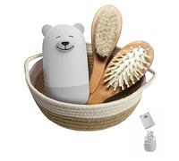 Baby 7 in 1 set di toelettatura, forbici per unghie, lima per unghie, pinzette, pettine per capelli in legno naturale, cesto portaoggetti per bambini e neonati in bella confezione regalo