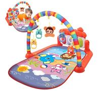 Baby Activity Center con Music & Light Safe & Easy Baby Gym Play Mat con tappetino da gioco rimovibile a pendente a sonagli con tabellone regolabile per neonati e bambini rossi, Playmat