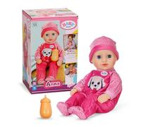 BABY Anna - Bambola con tutina rosa e biberon - Dimensioni 36 cm - Con corpo morbido e occhi che si chiudono - Adatta a bambini a partire da 1 anno