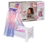Baby Annabell, Letto per bambole bianco, Baby Annabell Sweet Dreams Letto, letto per bambole con baldacchino, stelle luminose, ninna nanna, materasso, coperta e cuscino, 710302, Zapf Creation