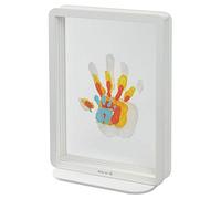 Baby Art Family Touch Kit impronta per realizzare l'impronta delle mani di Mamma, Papa' e Neonato, Cornice da tavolo per impronte mani, Bianco