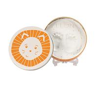 Baby Art Magic Box Lion Scatola Rotonda in Metallo con Kit Pasta Modellabile, kit impronta mani e piedi neonato, regalo nascita o bomboniera battesimo
