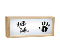 Baby Art My Baby Lightbox Scatola Luminosa a LED con Kit Impronte, Lampada Led Personalizzabile per Cameretta, Base in Legno con Luce Bianca