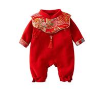 Baby Autumn and Winter Clothes Thin Wool Thickened Newborn Class A Clothing National Style Tang Suit Female Baby One Year Old Clothing Baby A, Colore: rosso, 12-18 Monate