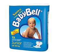 Baby Bell Junior Confezione da 12 pz. Pannolini a mutandina per neonati bambini 18-30 Kg, anatomici e supercompatti