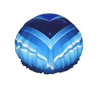 Baby Blue Heart Double Layer Bath Hat per le donne per coprire capelli lunghi e spessi, cofano impermeabile riutilizzabile