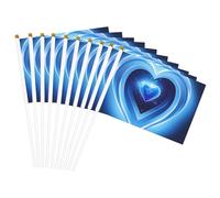 Baby Blue Heart Print Leggero Palmare Bandiera Bifacciale Bandiere Partito Parata Home Decor Celebrazioni