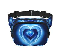 Baby Blue Heart Zipper Marsupio con tracolla regolabile per jogging, ciclismo, Nero , Taglia unica
