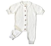 Baby Bonita® Tutina in maglia per neonati, in 100% cotone, super morbida e calda, ideale per le prime armi, Latte (bianco), 0-3 Mesi