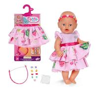 BABY born abito Pin-Play - Set di vestito da bambola e elastico per capelli - Per tutte le bambole da 43cm - Incluse puntine decorative e scatolina - Vestito di qualità per bambole