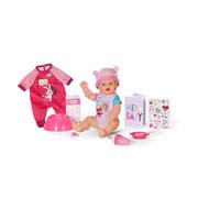 Baby born emma, bambola con 10 funzioni, tutina e accessori, per bambini dai 3 anni, funziona senza batteria, bambola alta 43 cm