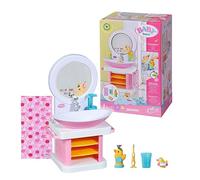 BABY born Bath Lavandino 832707 - Accessori di alta qualità con luci/effetti sonori - Include spazzolino, tazza, dispenser di sapone, tappo e asciugamano - Funziona con pile - Età: 3+ anni